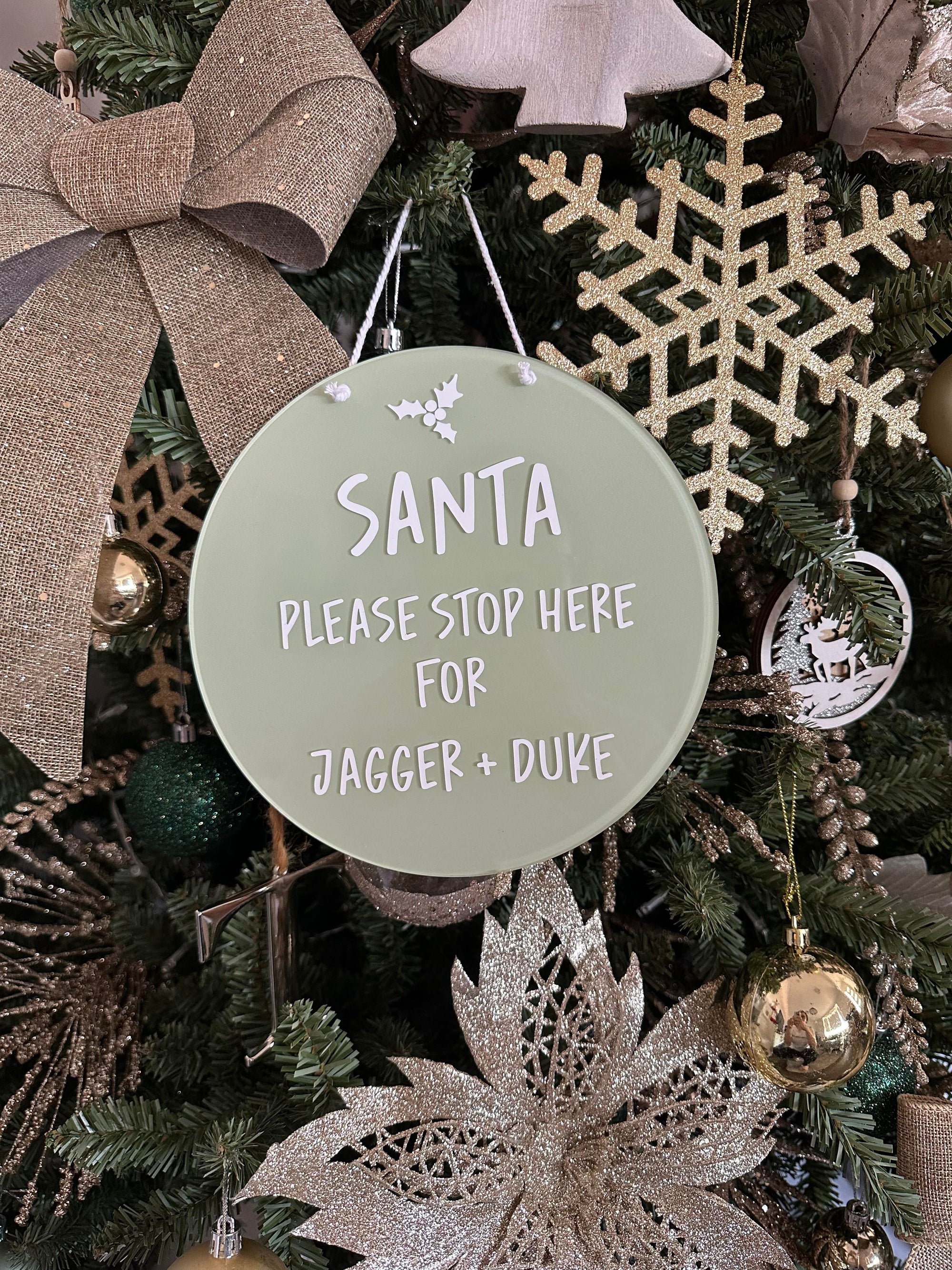 Personalised “Santa Stop Here” Christmas Plaque