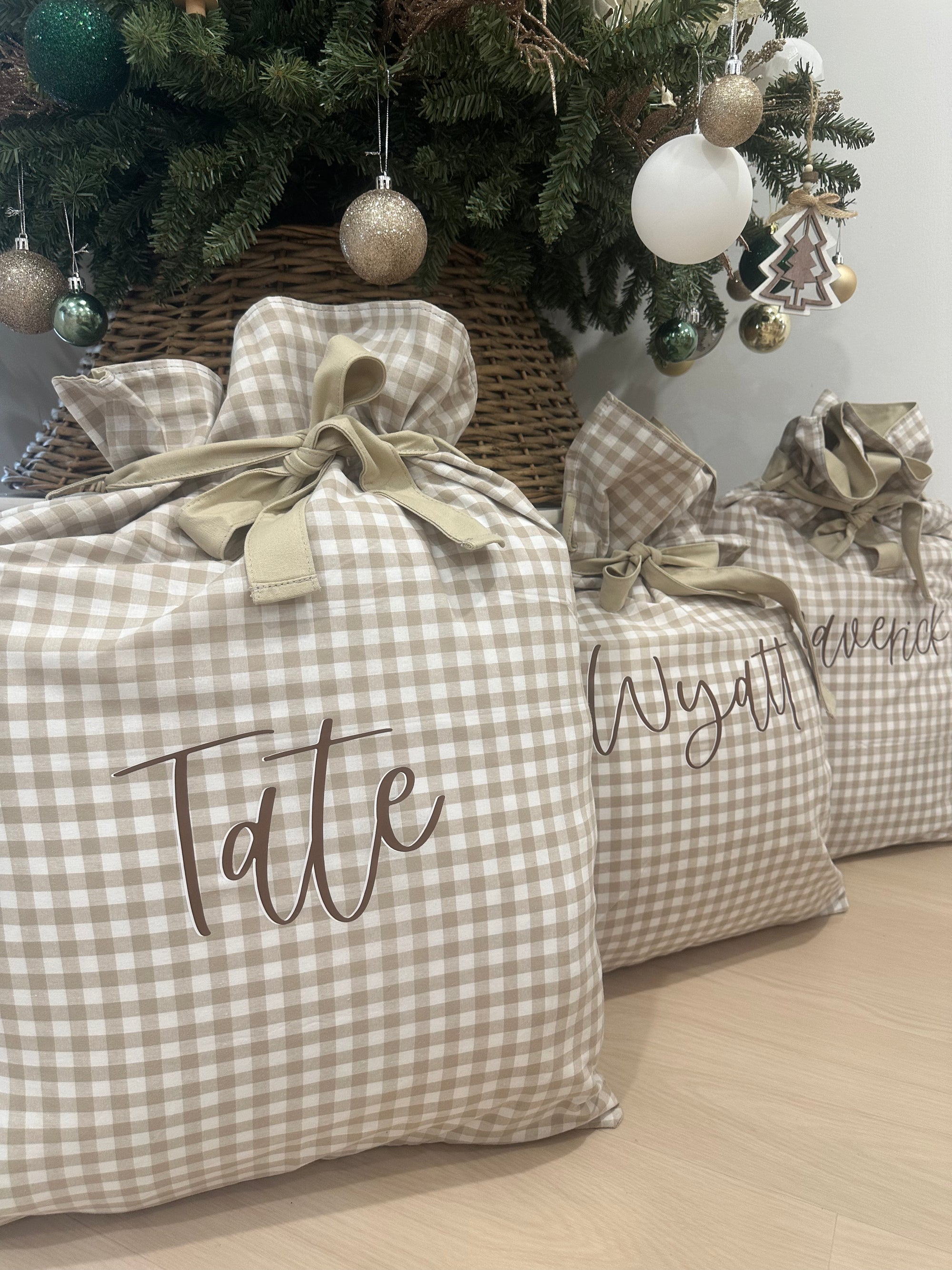 Personalised Linen Santa Sacks