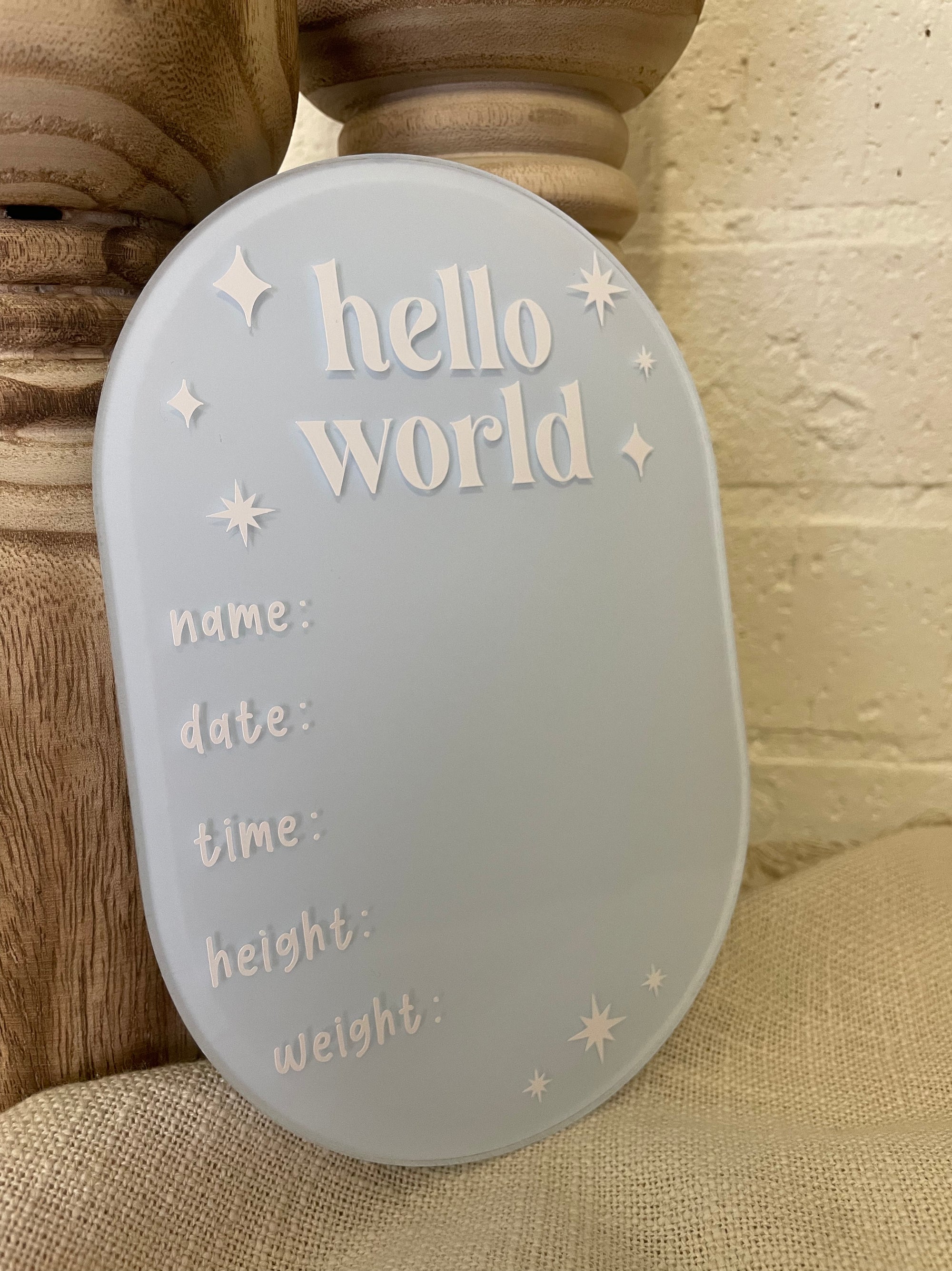 Personalised “Hello World” Oval Acrylic Plaque