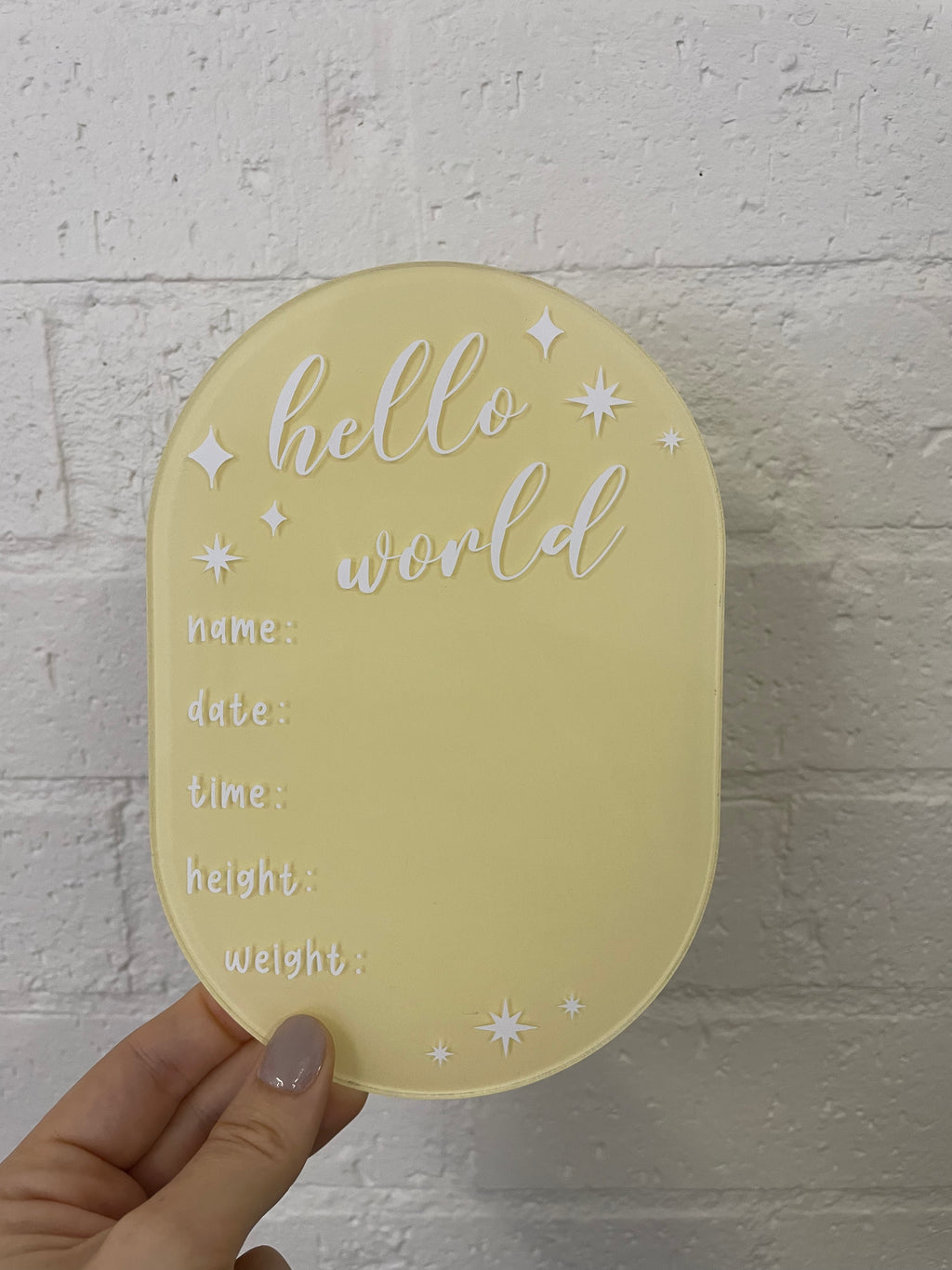 Personalised “Hello World” Oval Acrylic Plaque