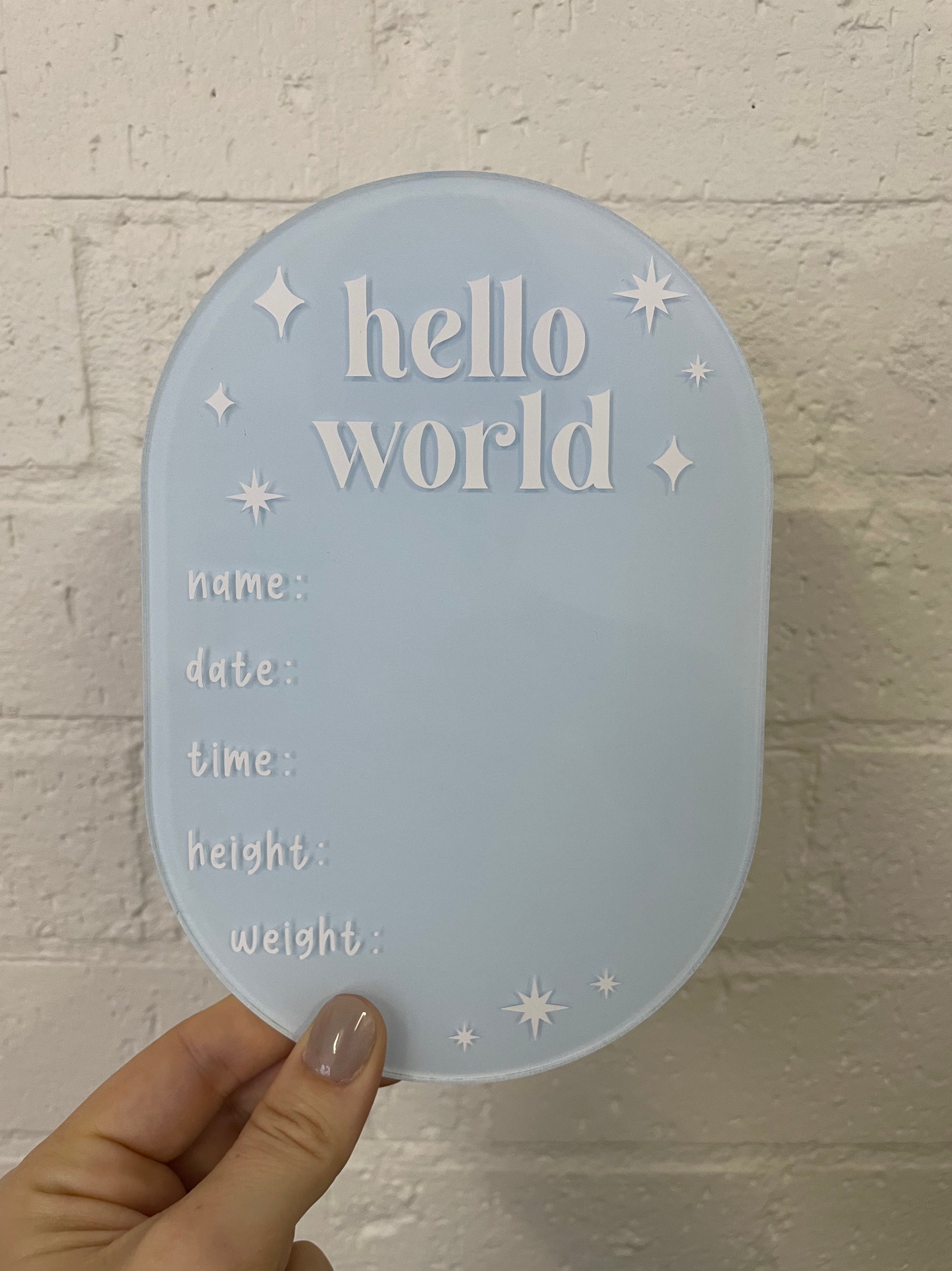 Personalised “Hello World” Oval Acrylic Plaque