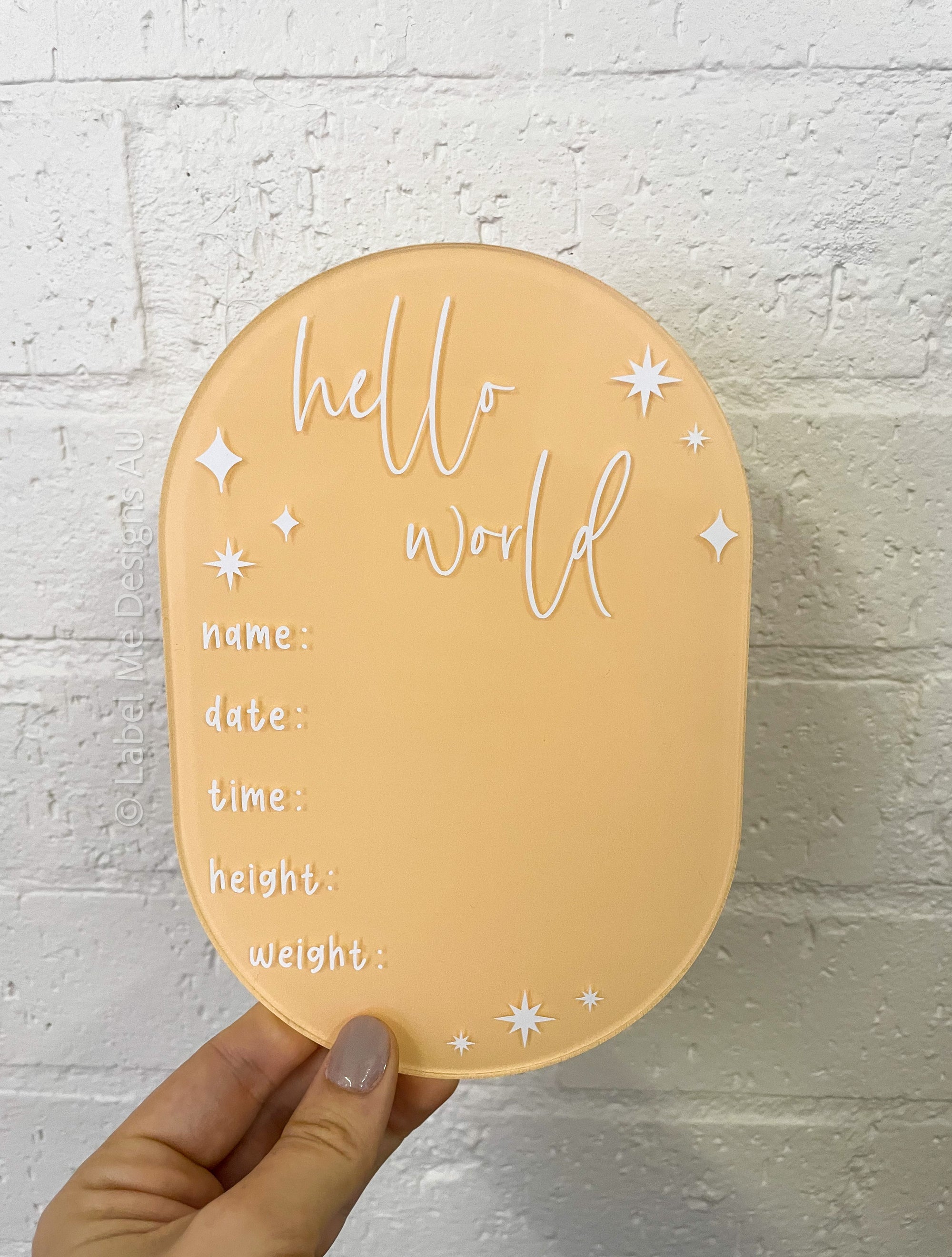 Personalised “Hello World” Oval Acrylic Plaque