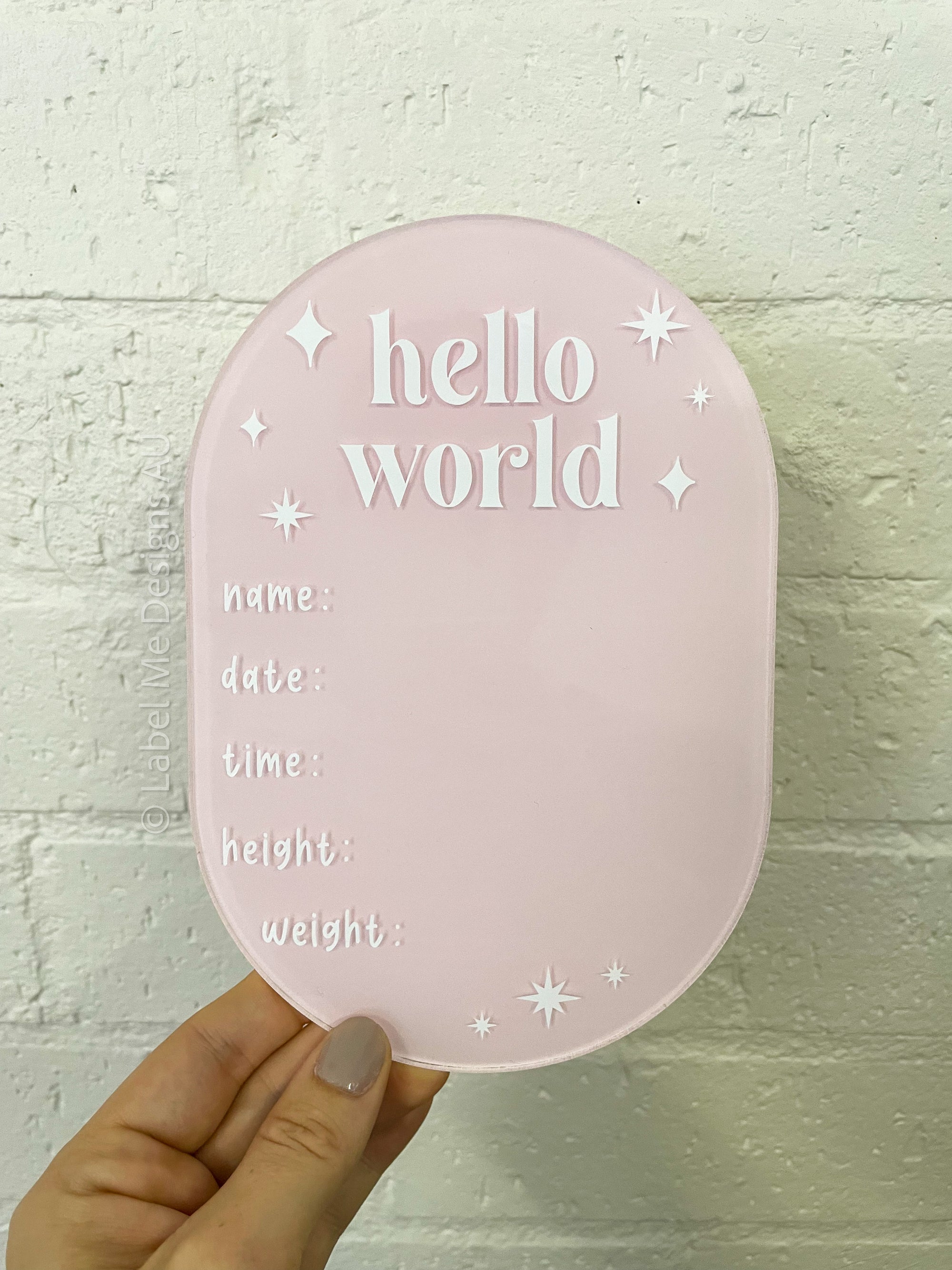 Personalised “Hello World” Oval Acrylic Plaque