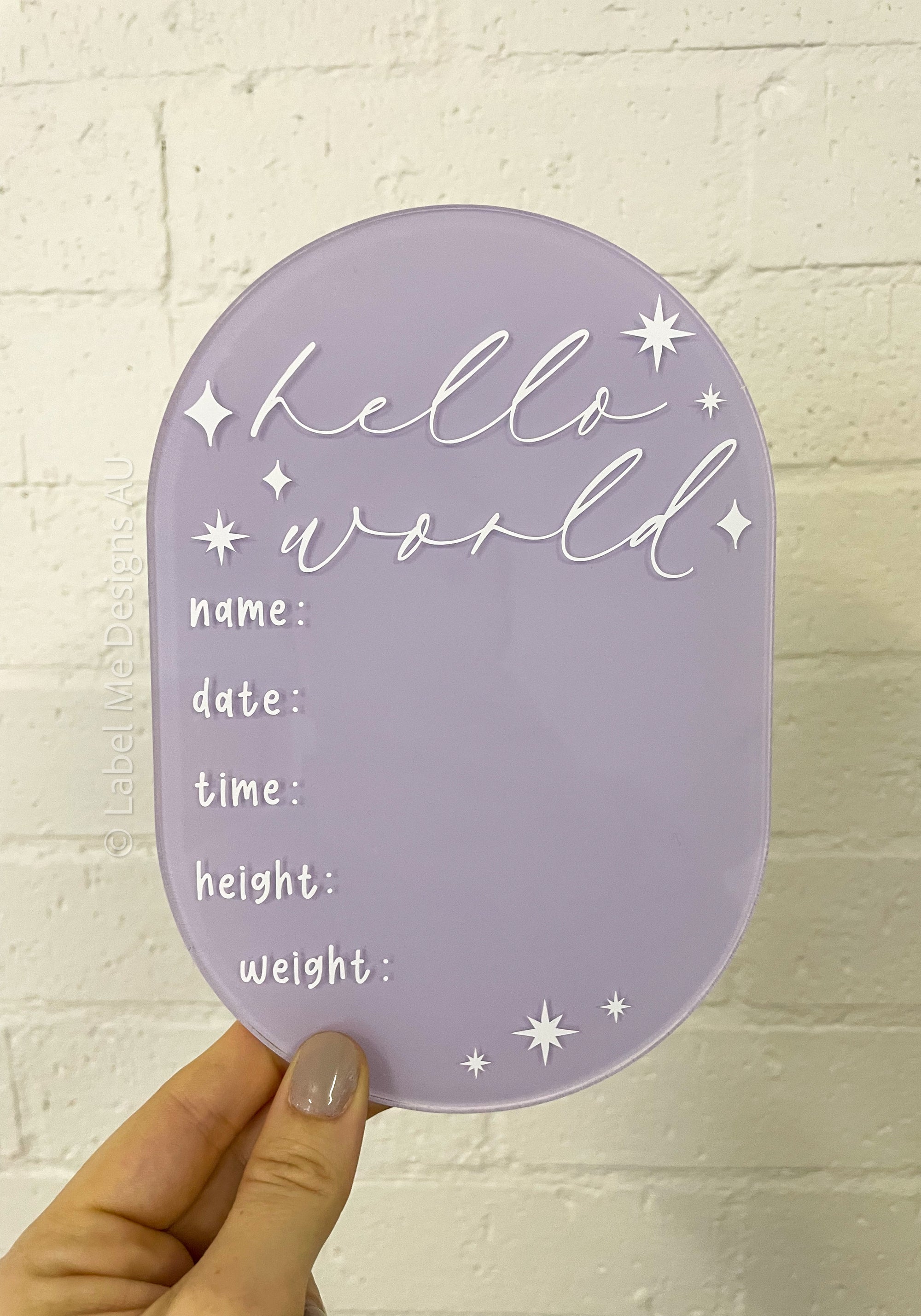 Personalised “Hello World” Oval Acrylic Plaque