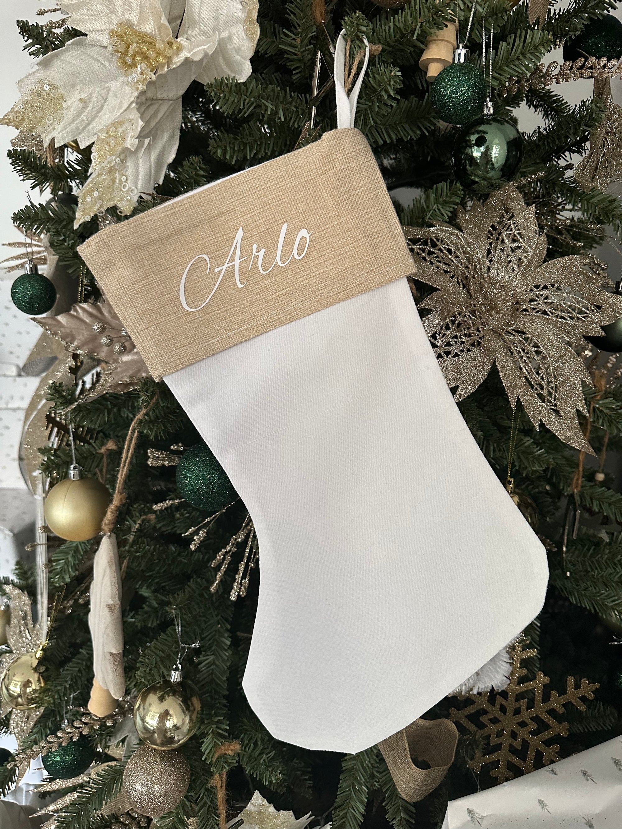 PRE ORDER - Personalised Linen Christmas Stockings