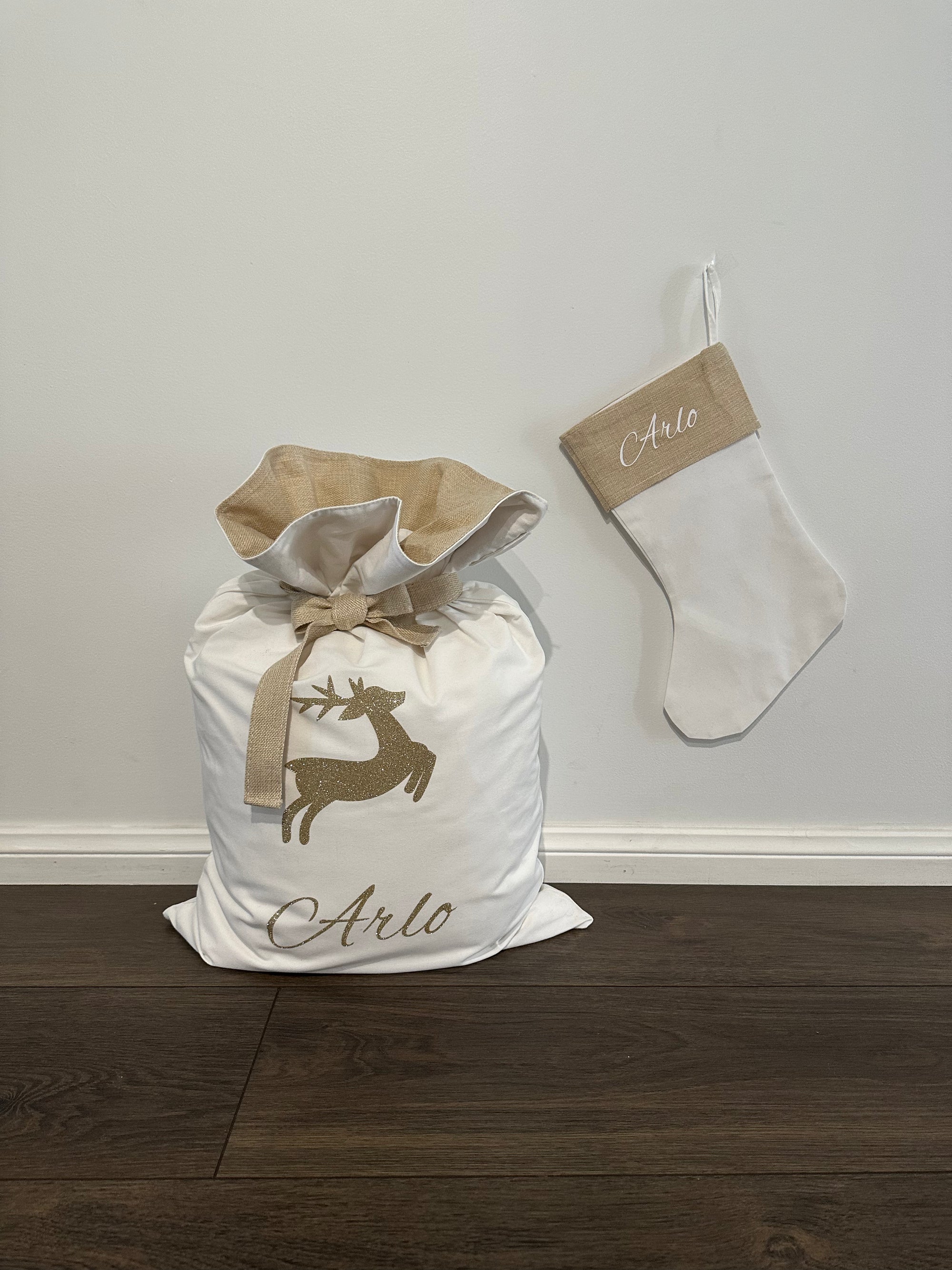 PRE ORDER - Personalised Linen Christmas Stockings