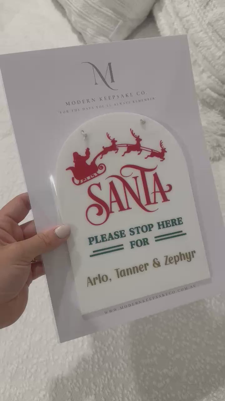 Personalised “Santa Stop Here” Christmas Plaque